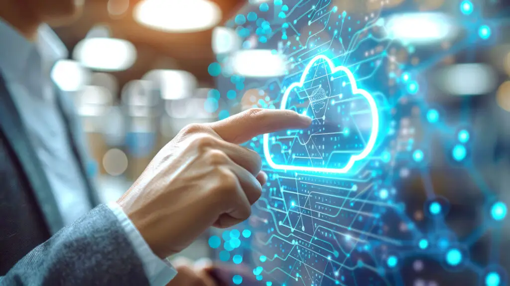 hombre interactuando con la nube